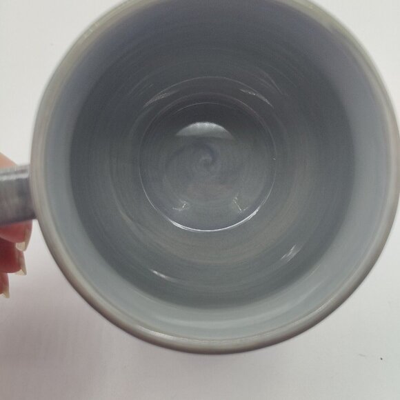 Set Of 2 Oversized 20oz Baum Brothers Phara Gray Stoneware Boho Pot Belly Mugs - Picture 3 of 9